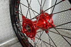 Honda Crf250 Crf450 Motocross Wheels Rims Black Red Complete 19/21 Crf 250 450