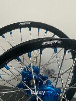 Husqvarna Fc Fe Te Motocross Wheels Rims Black Blue Complete 18/21 125 250 450