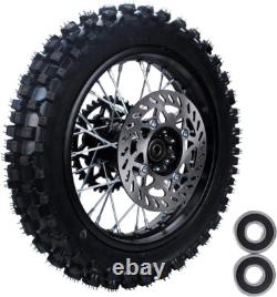 Jante complète de roue arrière de moto tout terrain 12 avec tube et pneu 80/100-12 3.00-12 axe 12-15MM