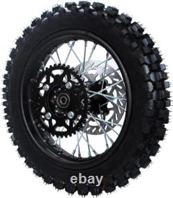 Jante complète de roue arrière de moto tout terrain 12 avec tube et pneu 80/100-12 3.00-12 axe 12-15MM