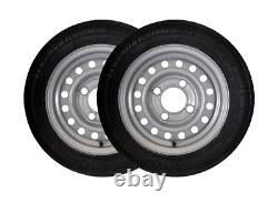 Jante de roue et pneu complet pour remorque 155/70R13 4x130mm PCD argenté Erde Daxara x2