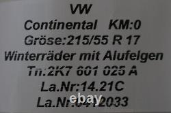 Jantes en aluminium de 17 pouces Continental Pneu hiver 215 55 R17 OEM VW CADDY