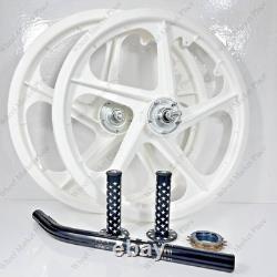 Jeu de roues complet BMX BICYCLETTE 20 Sport Rim BLANC + tige de selle + pignon 16T