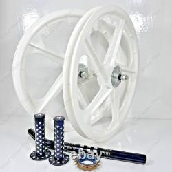 Jeu de roues complet BMX BICYCLETTE 20 Sport Rim BLANC + tige de selle + pignon 16T