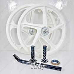 Jeu de roues complet BMX BICYCLETTE 20 Sport Rim BLANC + tige de selle + pignon 16T