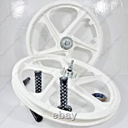 Jeu de roues complet BMX BICYCLETTE 20 Sport Rim BLANC + tige de selle + pignon 16T