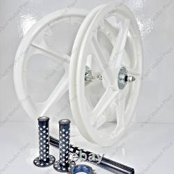 Jeu de roues complet BMX BICYCLETTE 20 Sport Rim BLANC + tige de selle + pignon 16T