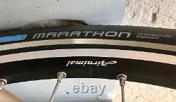 Pair 24x 1,75 (507-47) Roues De Bike + Marathons Schwalbe + Shimano Cassette