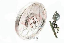 Rim de roue avant compatible Royal Enfield BSA + tambour de moyeu complet poli de 7'' ECs