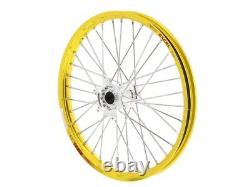 Roue Avant Complète HAAN WHEELS 21x1, Jante 60x36T Jaune avec Moyeu Argent/Rayons