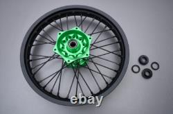 Roue arrière complète Green Enduro / Jante KAWASAKI KXF 450 2006-2018 2,15x18