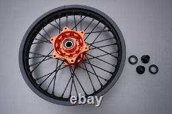 Roue arrière complète Orange Enduro / Jante KTM SMR 450 2023-2024 2,15x18