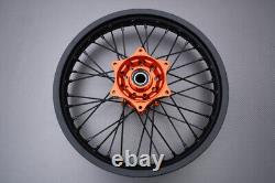 Roue arrière complète Orange Enduro / Jante KTM SMR 450 2023-2024 2,15x18