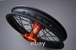 Roue arrière complète Orange Enduro / Jante KTM SMR 450 2023-2024 2,15x18