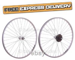 Roues de vélo hybride PAIR 700c + roue libre Shimano 7 vitesses