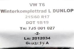 VW T6 Hiver Roue Complète L Dunlop Roue de Secours Jante Acier 215 60 R17 4Mm