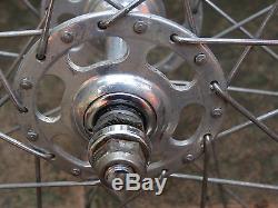 Vintage Complet Hub Pista De Roue Avant Campagnolo Record Jante Nisi