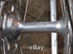 Vintage Complet Hub Pista De Roue Avant Campagnolo Record Jante Nisi